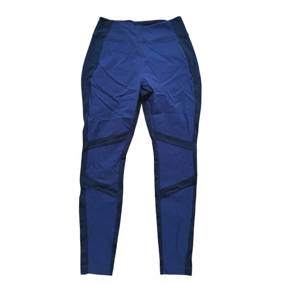 Athleta Highline Hybrid Summiter Leggings Black Navy Zip Pockets Small Athletic - Picture 2 of 8